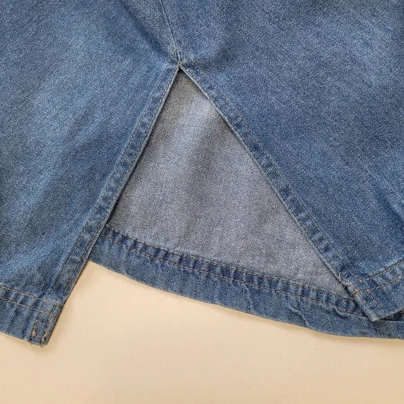 Vintage Koret City Blues Size 12 Maxi Skirt Blue Denim Pockets Elastic Waist - Picture 13 of 14